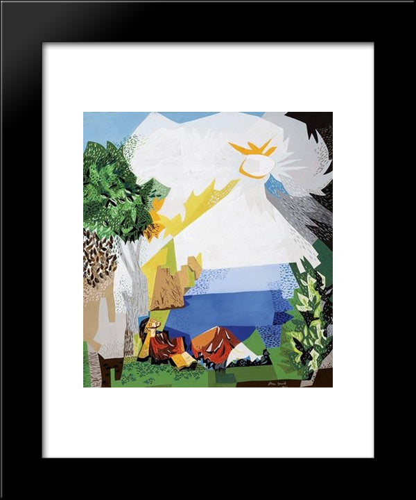 Jacob'S Dream 20x24 Black Modern Wood Framed Art Print Poster by Jean David