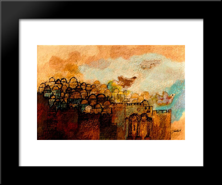 Jerusalem Of Gold 20x24 Black Modern Wood Framed Art Print Poster by Jean David