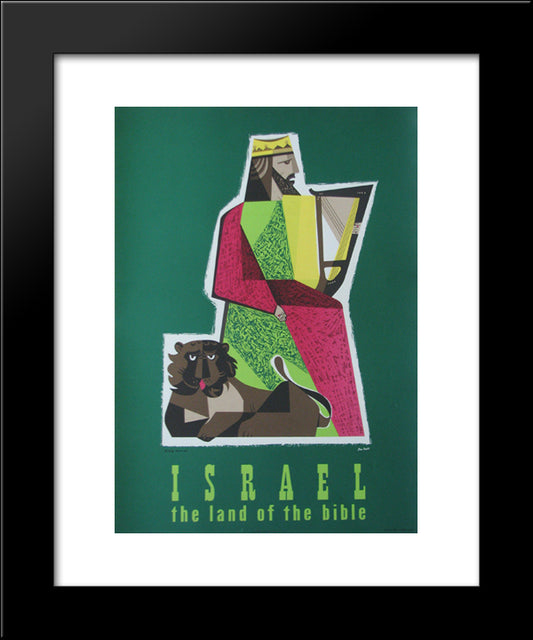 King David (Israel Travel Poster) 20x24 Black Modern Wood Framed Art Print Poster by Jean David