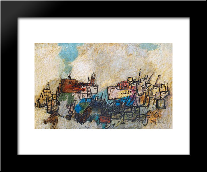 Port Scene 20x24 Black Modern Wood Framed Art Print Poster by Jean David