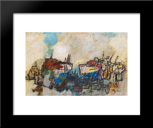 Port Scene 20x24 Black Modern Wood Framed Art Print Poster by Jean David