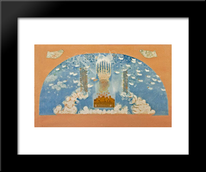 Preparation Work For Heavenly Jerusalem 20x24 Black Modern Wood Framed Art Print Poster by Jean David