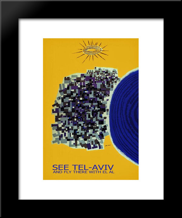 See Tel Aviv 20x24 Black Modern Wood Framed Art Print Poster by Jean David