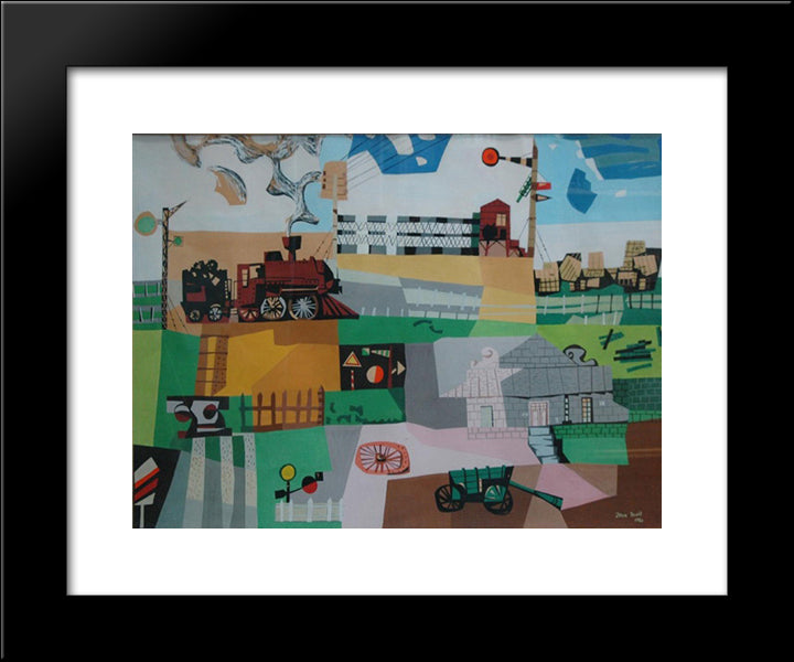 Untitled (Railroad) 20x24 Black Modern Wood Framed Art Print Poster by Jean David