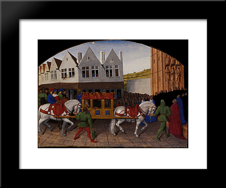 Arrival Of The Emperor Charles Iv In Front Of Saint Denis 20x24 Black Modern Wood Framed Art Print Poster by Fouquet, Jean