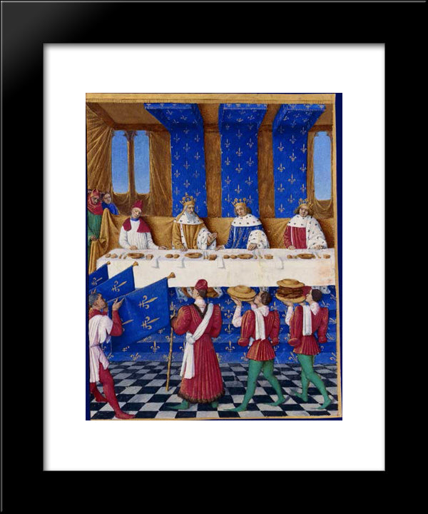Banquet Of Charles V The Wise 20x24 Black Modern Wood Framed Art Print Poster by Fouquet, Jean