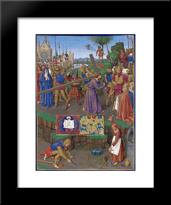 Carrying The Cross 20x24 Black Modern Wood Framed Art Print Poster by Fouquet, Jean