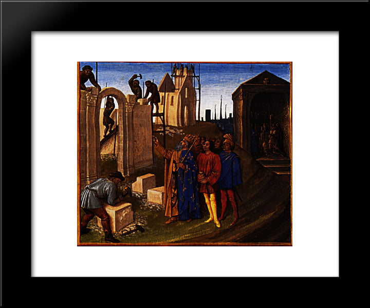 Charlemagne Builder 20x24 Black Modern Wood Framed Art Print Poster by Fouquet, Jean