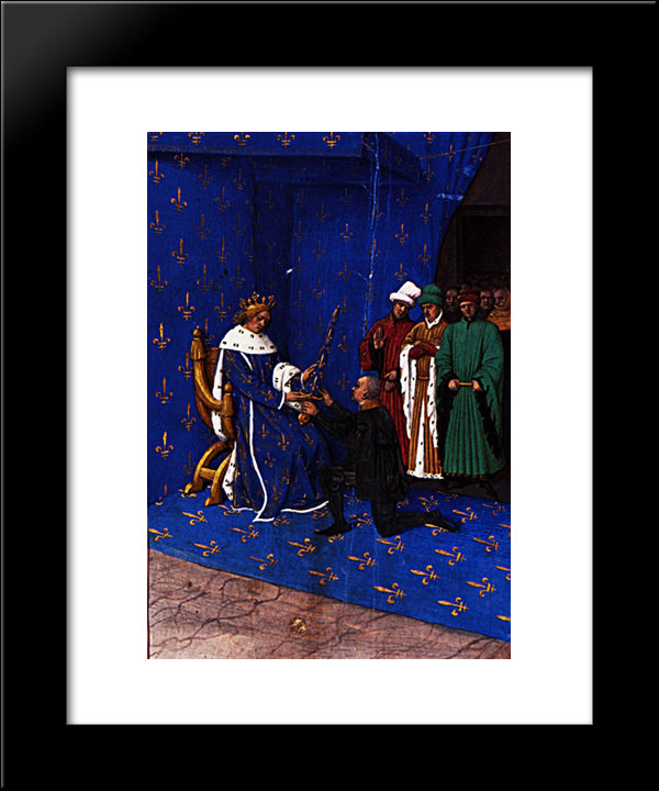 Charles V Gives The Sword Of Constable To Bertrand Du Guesclin 20x24 Black Modern Wood Framed Art Print Poster by Fouquet, Jean