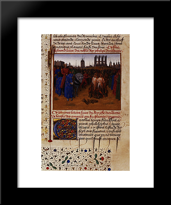 Conviction And Punishment Supporters Of Amaury De Chartres 20x24 Black Modern Wood Framed Art Print Poster by Fouquet, Jean