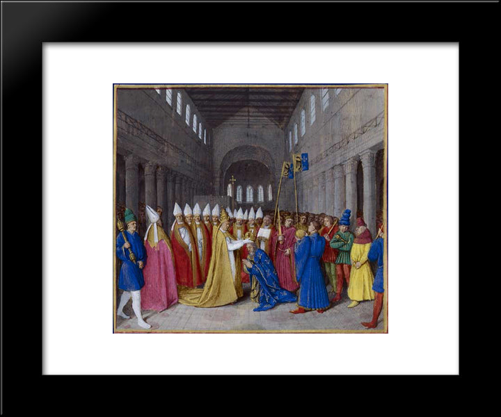 Coronation Of Charlemagne 20x24 Black Modern Wood Framed Art Print Poster by Fouquet, Jean