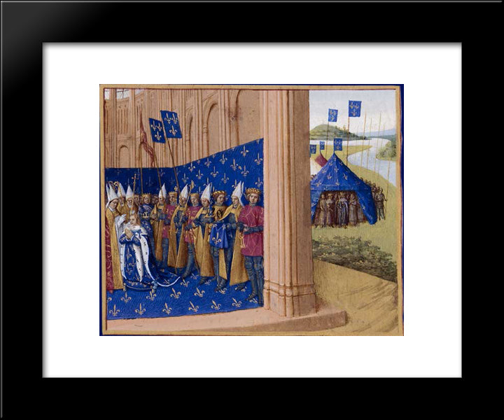 Coronation Of Lothair 20x24 Black Modern Wood Framed Art Print Poster by Fouquet, Jean