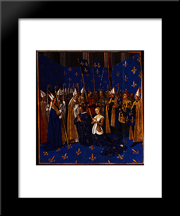 Coronation Of Louis Viii And Blanche Of Castile At Reims 20x24 Black Modern Wood Framed Art Print Poster by Fouquet, Jean