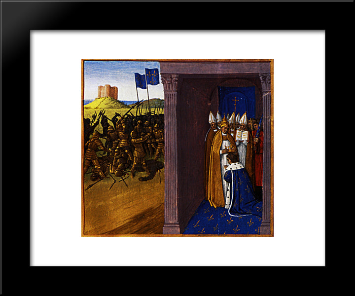Coronation Of Pepin The Short In Laon 20x24 Black Modern Wood Framed Art Print Poster by Fouquet, Jean