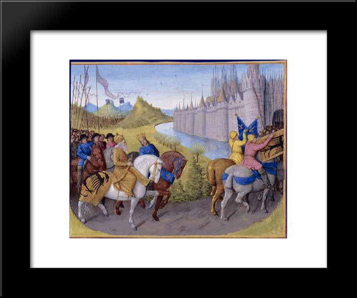 Crusaders Arrived In Constantinople. Battle Between The French And Turks In 1147 And 1148 20x24 Black Modern Wood Framed Art Print Poster by Fouquet, Jean