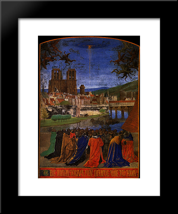 Descent Of The Holy Ghost Upon The Faithful 20x24 Black Modern Wood Framed Art Print Poster by Fouquet, Jean