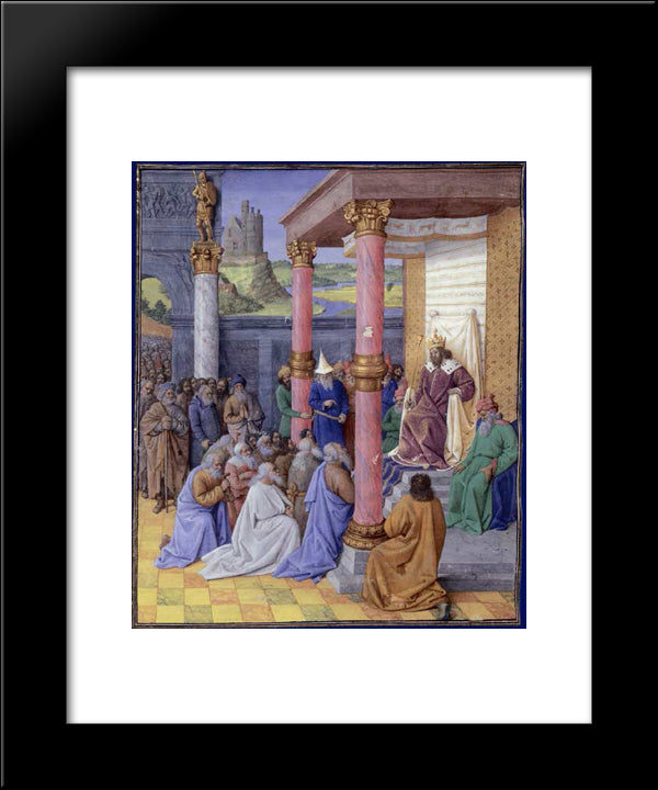 Emperor Cyrus The Great Of Persia, Who Permitted The Hebrews To Return To The Holy Land And Rebuild God 20x24 Black Modern Wood Framed Art Print Poster by Fouquet, Jean