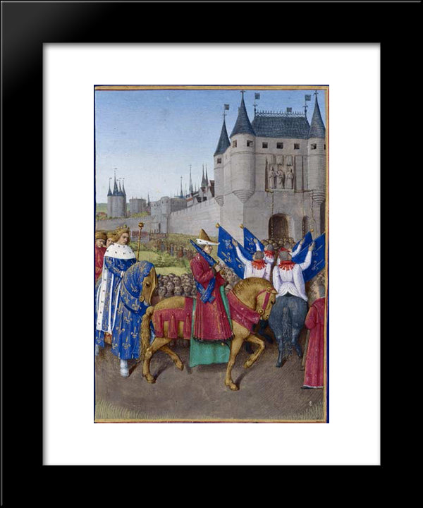Entry Of Charles V In Paris 20x24 Black Modern Wood Framed Art Print Poster by Fouquet, Jean
