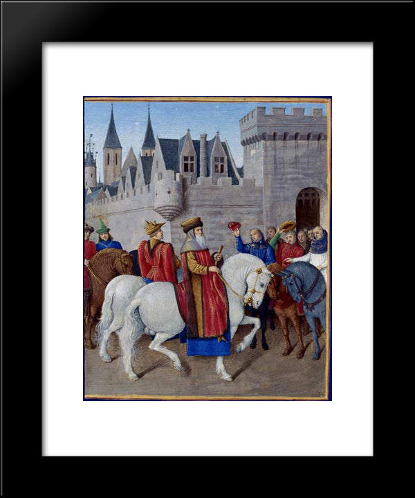Entry Of Emperor Charles Iv In Cambrai 20x24 Black Modern Wood Framed Art Print Poster by Fouquet, Jean