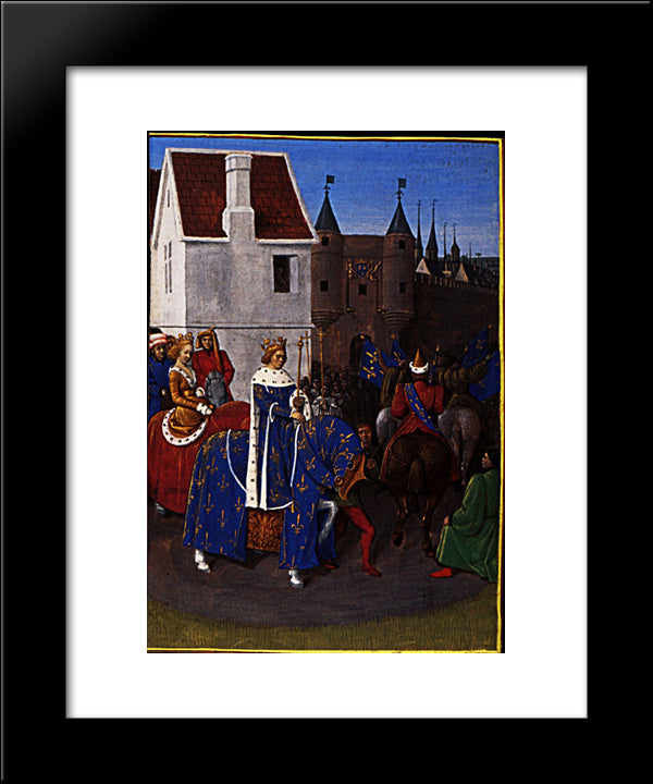 Entry Of Jean Le Bon In Paris 20x24 Black Modern Wood Framed Art Print Poster by Fouquet, Jean