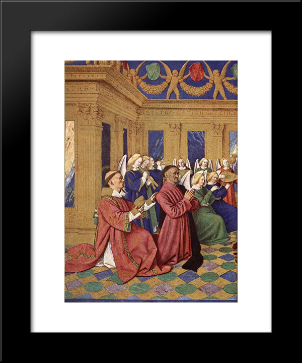 Etienne Chevalier (1410-74) And His Patron Paying Homage To The Virgin And Child 20x24 Black Modern Wood Framed Art Print Poster by Fouquet, Jean