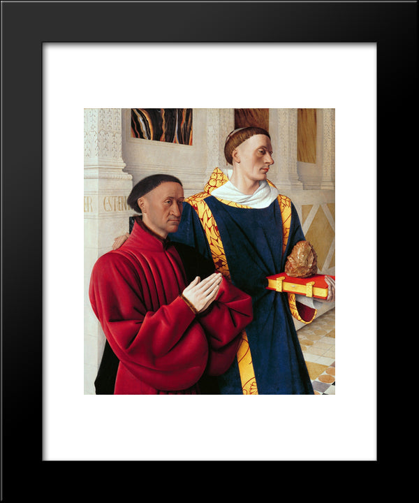 Etienne Chevalier With St. Stephen 20x24 Black Modern Wood Framed Art Print Poster by Fouquet, Jean