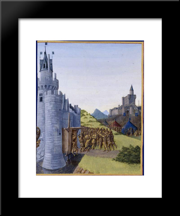 Guerre Entre Girard De Cazaubon Et Le Comte De Foix. Reddition De Roger Bernard Iii 20x24 Black Modern Wood Framed Art Print Poster by Fouquet, Jean