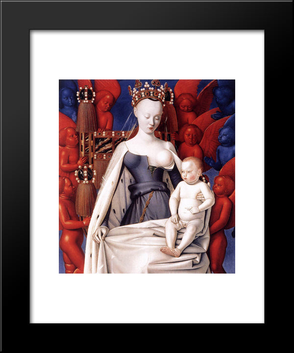 Madonna And Child. Left Panel Of Diptych De Melun 20x24 Black Modern Wood Framed Art Print Poster by Fouquet, Jean