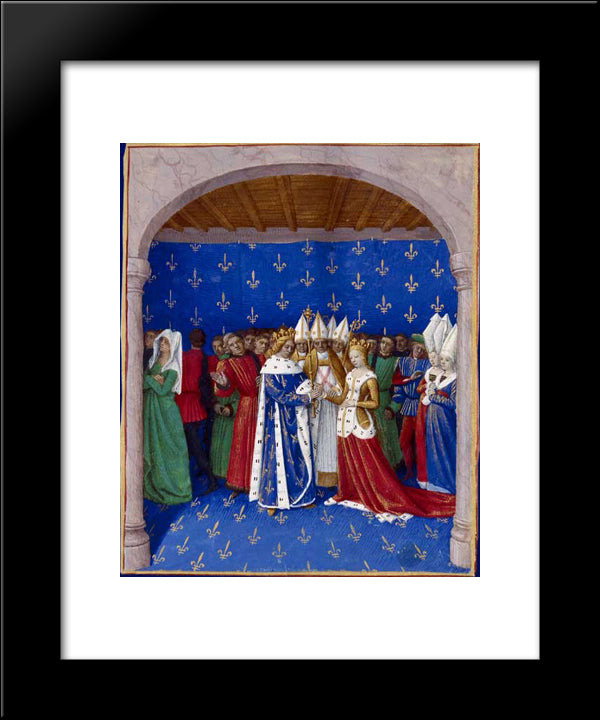 Marriage Of Charles Iv And Marie Of Luxembourg 20x24 Black Modern Wood Framed Art Print Poster by Fouquet, Jean