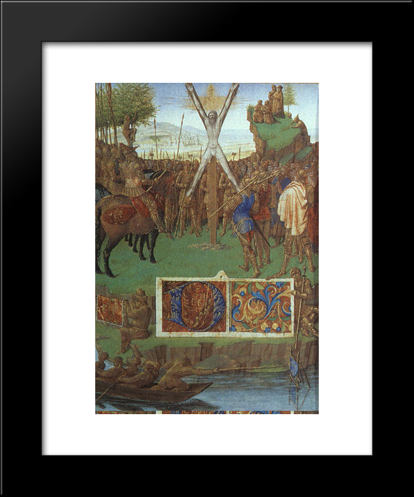 Martyrdom Of St. Andrew Before The Proconsul Egeas 20x24 Black Modern Wood Framed Art Print Poster by Fouquet, Jean