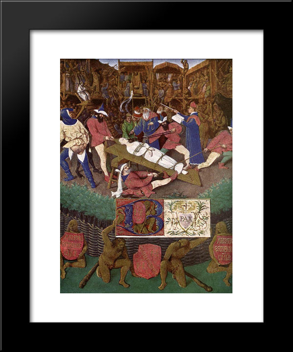 Martyrdom Of St. Apollonia 20x24 Black Modern Wood Framed Art Print Poster by Fouquet, Jean