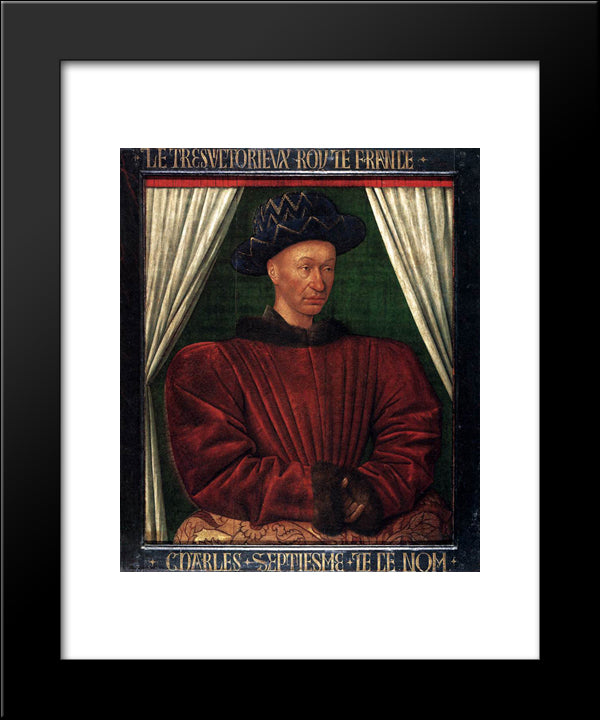 Portrait Of Charles Vii, King Of France 20x24 Black Modern Wood Framed Art Print Poster by Fouquet, Jean