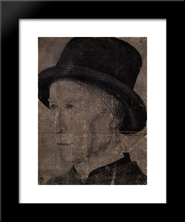 Portrait Of Man With Hat 20x24 Black Modern Wood Framed Art Print Poster by Fouquet, Jean
