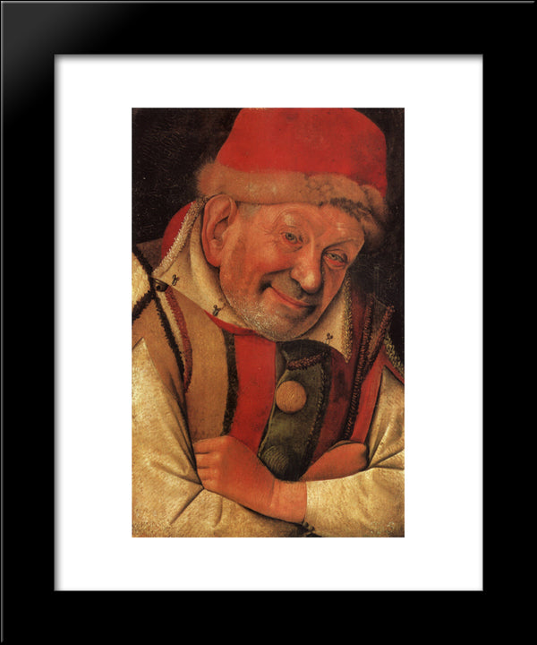 Portrait Of The Ferrara Court Jester Gonella 20x24 Black Modern Wood Framed Art Print Poster by Fouquet, Jean