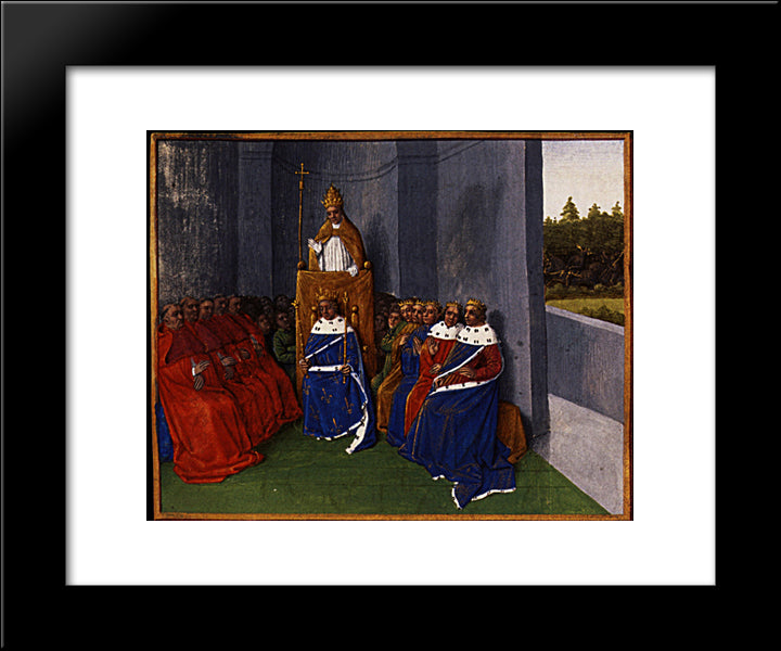 Preaching The First Crusade At Clermont 20x24 Black Modern Wood Framed Art Print Poster by Fouquet, Jean