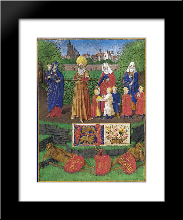 Sainte Anne And The Three Maries 20x24 Black Modern Wood Framed Art Print Poster by Fouquet, Jean
