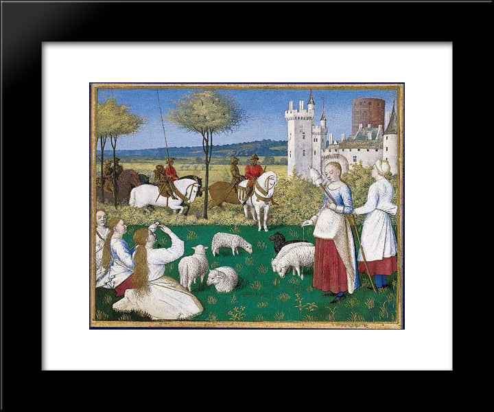 Sainte Marguerite And Olibrius, Also Known As Marguerite Keeping Sheep 20x24 Black Modern Wood Framed Art Print Poster by Fouquet, Jean