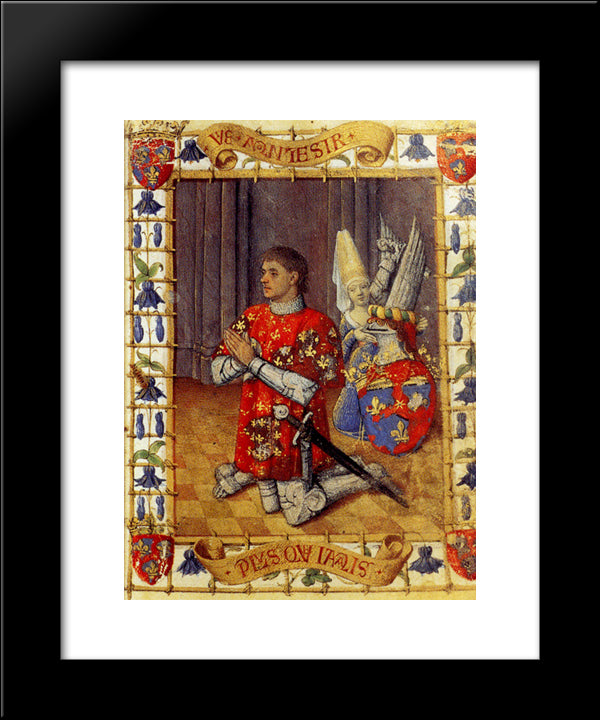Simon De Varie Kneeling In Prayer 20x24 Black Modern Wood Framed Art Print Poster by Fouquet, Jean