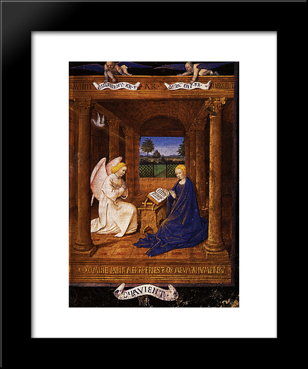 The Annunciation Dove 20x24 Black Modern Wood Framed Art Print Poster by Fouquet, Jean
