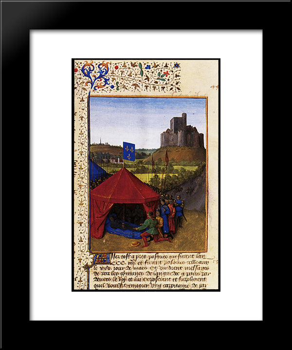 The Death Of Bertrand Du Geusclin (C.1320-80) At Chateauneuf-De-Randon 20x24 Black Modern Wood Framed Art Print Poster by Fouquet, Jean