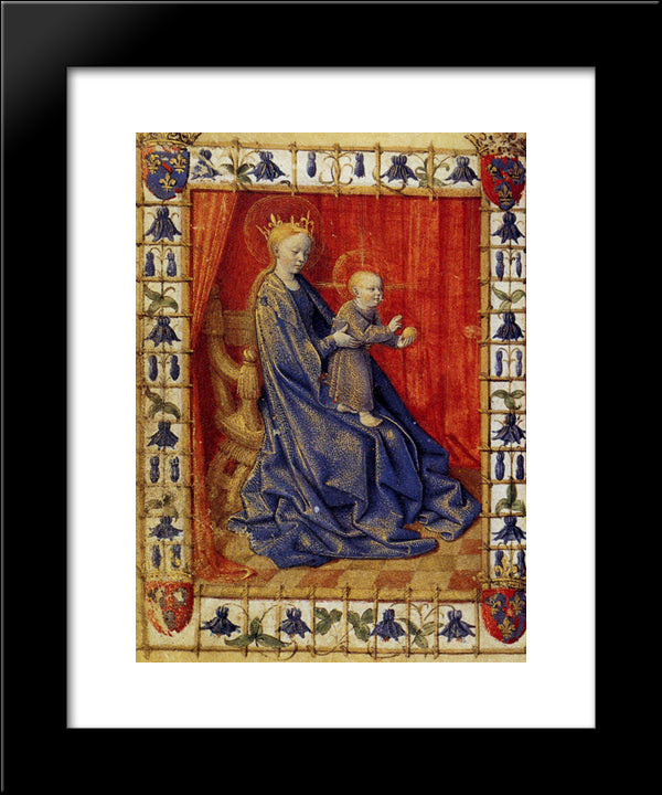 Virgin And Child Enthroned 20x24 Black Modern Wood Framed Art Print Poster by Fouquet, Jean