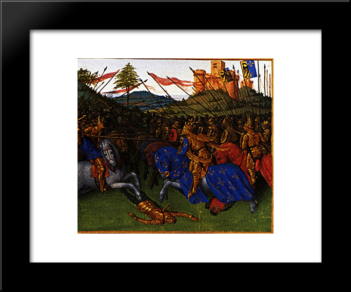 Wars Of Charlemagne 20x24 Black Modern Wood Framed Art Print Poster by Fouquet, Jean