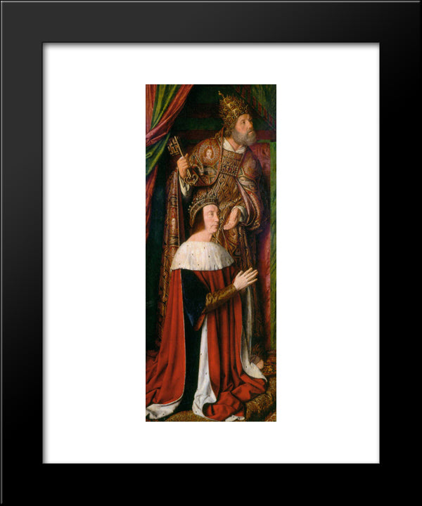 Peter Ii De Beaujeu Of Bourbon With St. Peter - Left Wing Of The Bourbon Altarpiece 20x24 Black Modern Wood Framed Art Print Poster by Hey, Jean