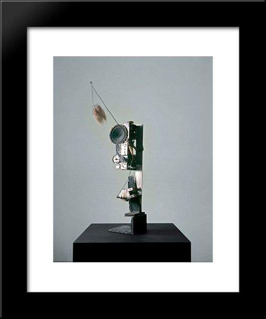Radio - Skulptur 20x24 Black Modern Wood Framed Art Print Poster by Tinguely, Jean
