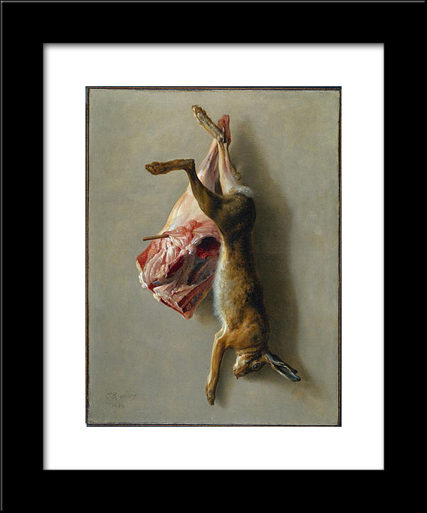 A Hare And A Leg Of Lamb 20x24 Black Modern Wood Framed Art Print Poster by Oudry, Jean Baptiste