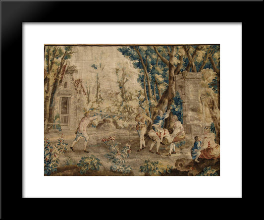 Les Amusements Champetres Le Cheval Fondu (Tapestry) 20x24 Black Modern Wood Framed Art Print Poster by Oudry, Jean Baptiste