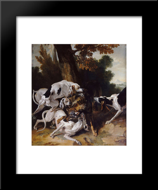 L'Hallali Du Loup 20x24 Black Modern Wood Framed Art Print Poster by Oudry, Jean Baptiste