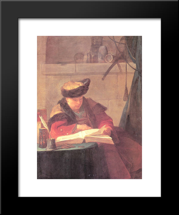 A Chemist In His Laboratory (A Philosopher Giving A Lecture) 20x24 Black Modern Wood Framed Art Print Poster by Chardin, Jean Baptiste Simeon