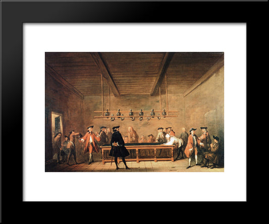 A Game Of Billiards 20x24 Black Modern Wood Framed Art Print Poster by Chardin, Jean Baptiste Simeon