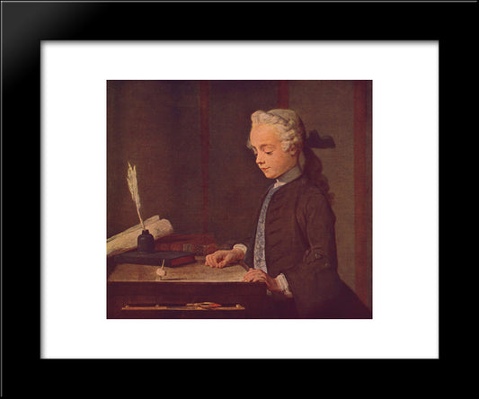 Boy With A Top 20x24 Black Modern Wood Framed Art Print Poster by Chardin, Jean Baptiste Simeon